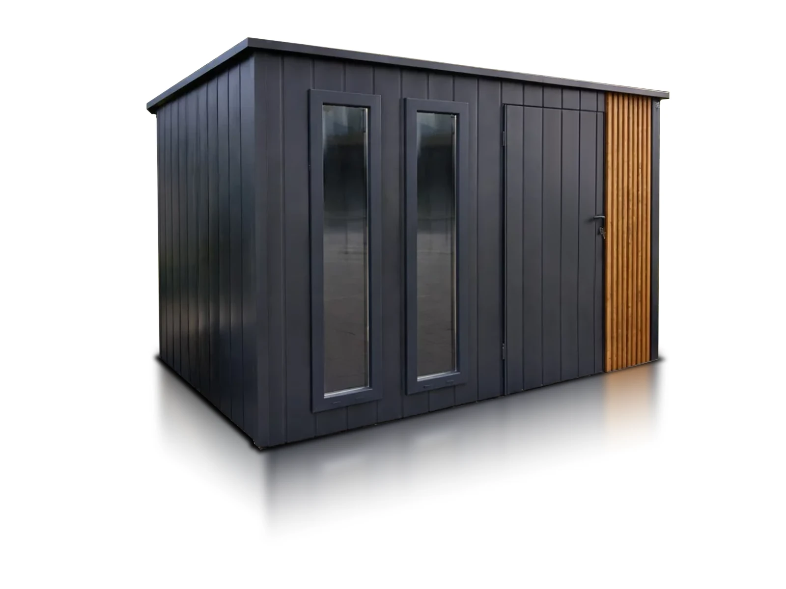 Casetta porta attrezzi moderna con finestre