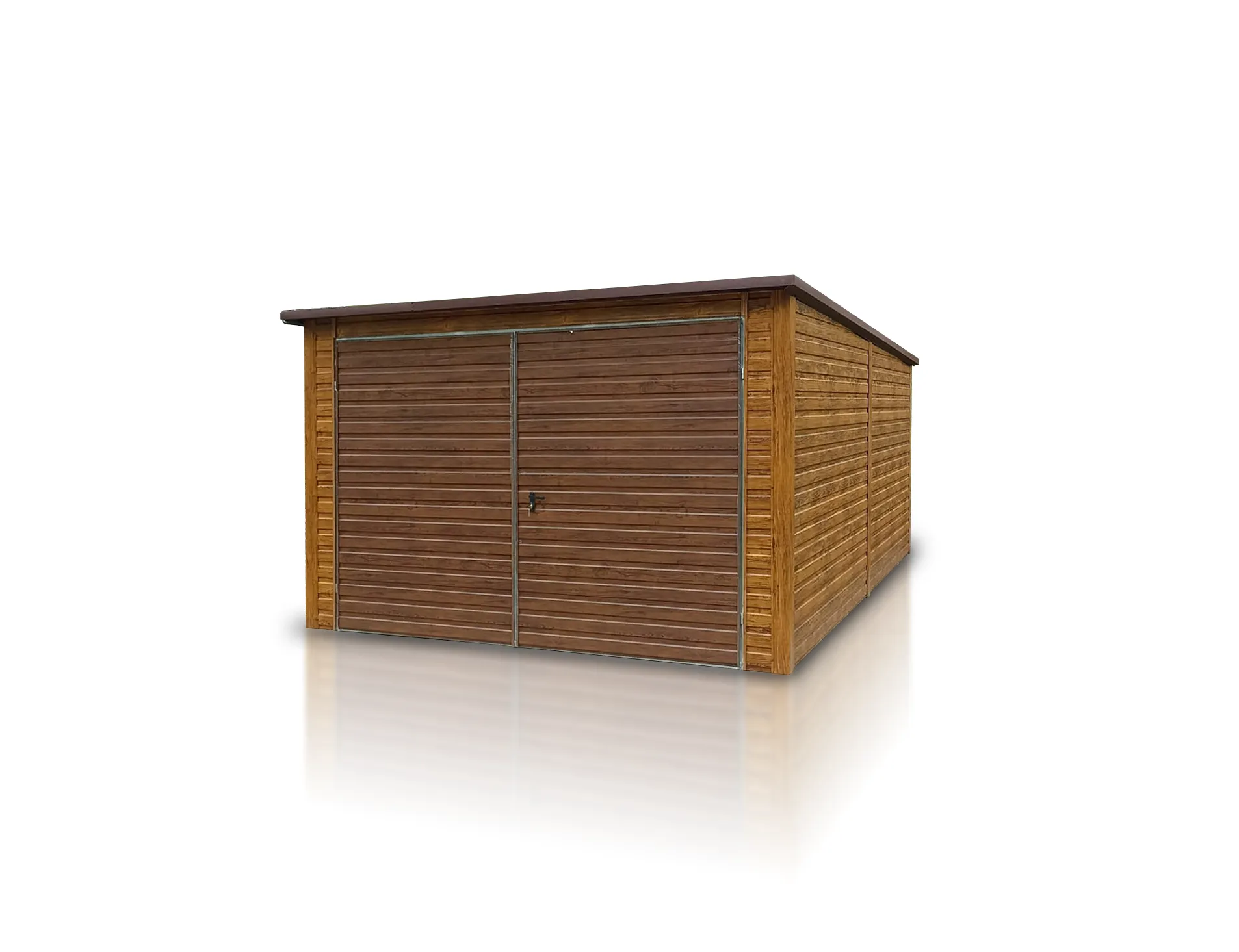 Garage in lamiera effetto legno LIDERSTAL con porta sezionale