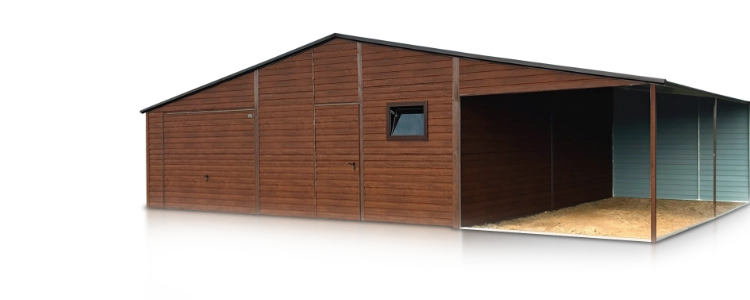 Garage in lamiera con locale di servizio e tettoia