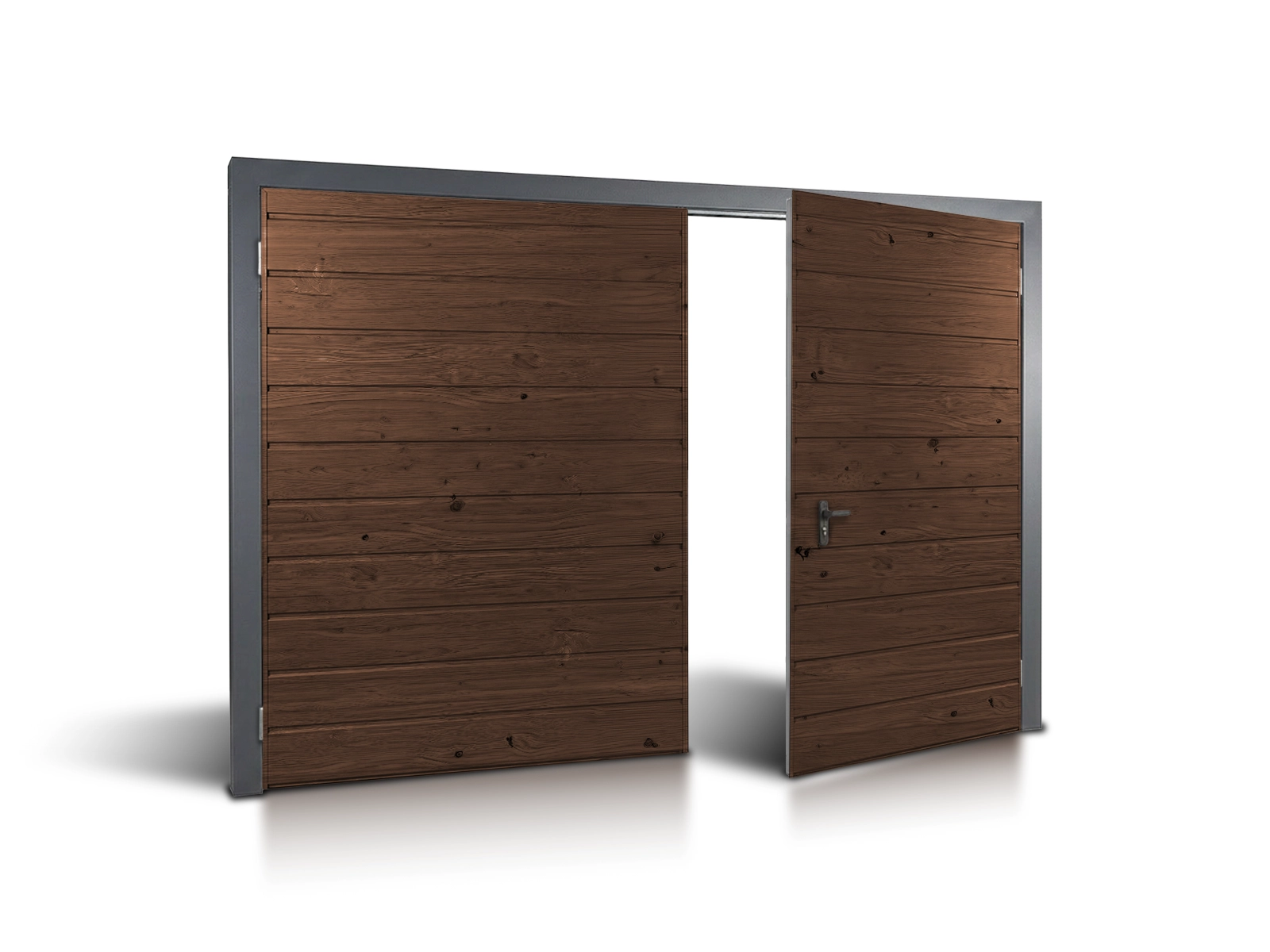 Porta per garage a due ante effetto marrone scuro